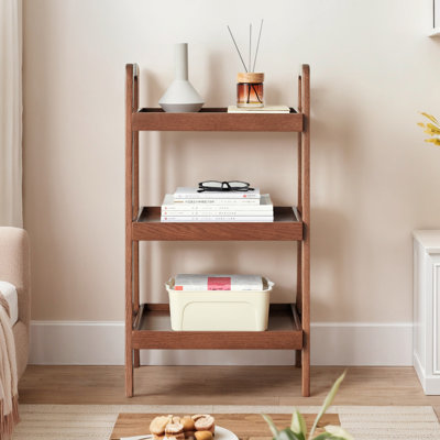 Bibliothèque à 3 niveaux avec échelle de rangement en bois massif