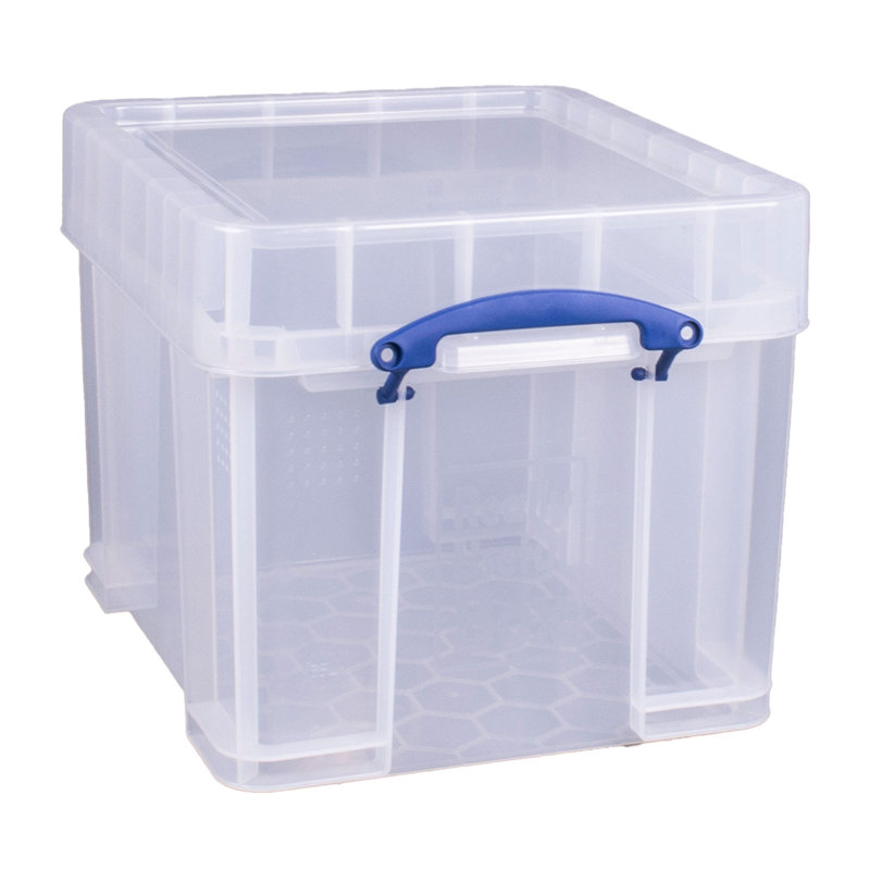  35L Storage Container with Snap Lid & Clip Lock Handle, 4 Pack, 4-Packs, 36.98 Quarts, Clear