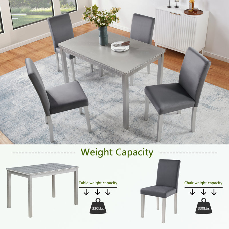 Ensemble de table de salle à manger 5 pièces avec 4 chaises rembourrées