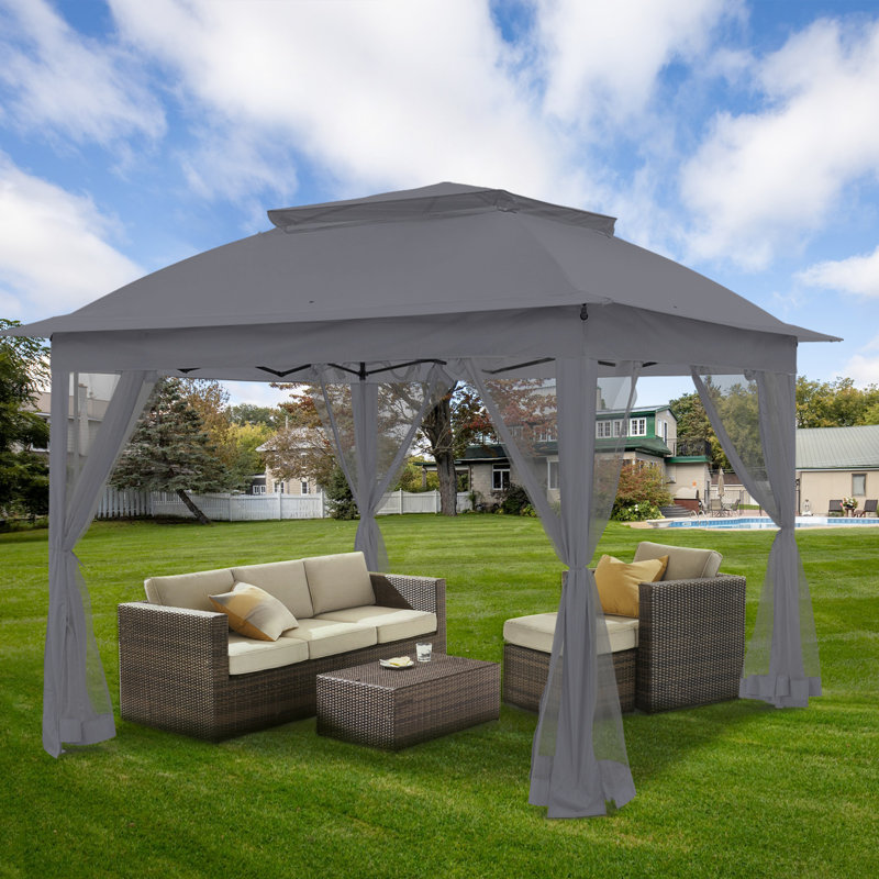 Patte escamotable pour patio 11 pi L 11 pi. X P 11 pi. D Acier, Gris foncé
