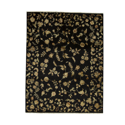 Hand-Knotted High-Quality Black Area Rug