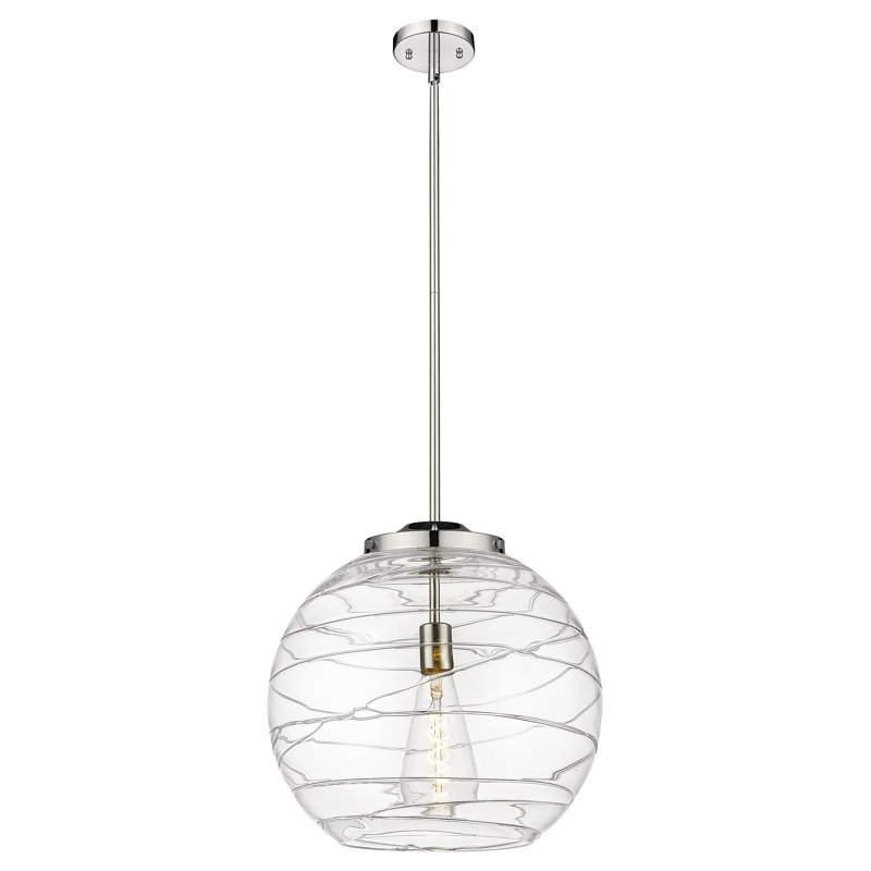 Luminaire suspendu sphérique 1 lumière Cindi, Nickel poli