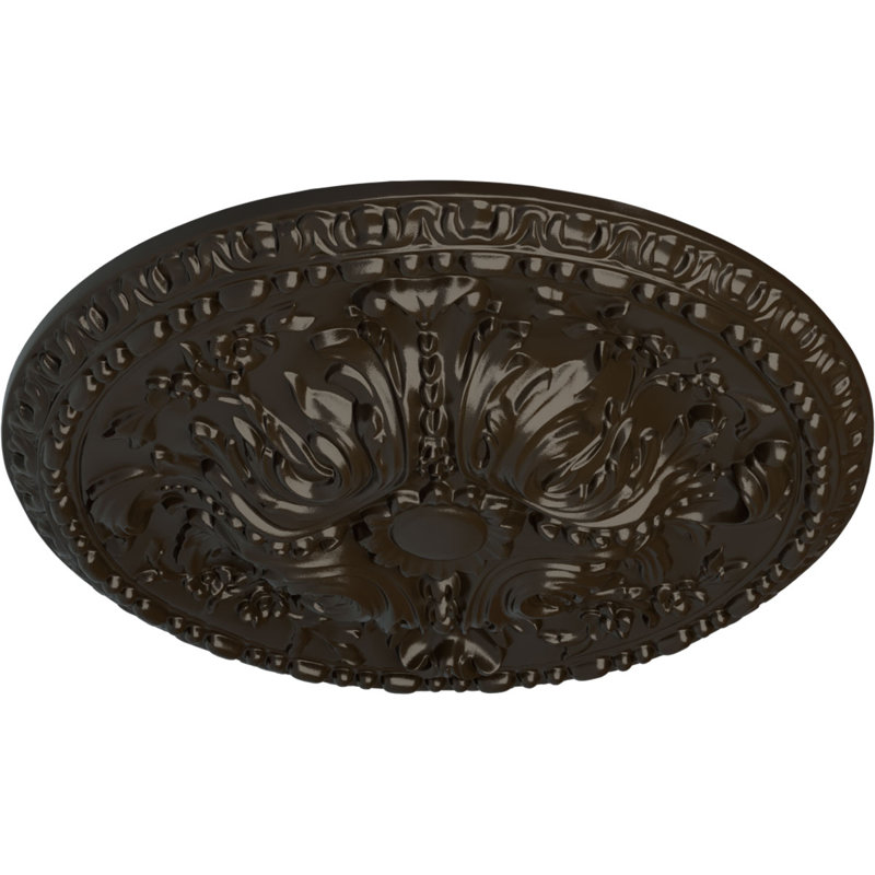 Endurathane Bailey Ceiling Medallion, 18 1/8"OD x 3/4"P (Fits Canopies up to 4"), Hand-Painted Pale Gold Finish, Stone Hearth