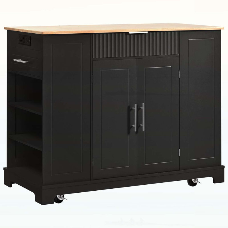 Versatile Kitchen Island with Exceptional Functionality and Stylish Flair, Black