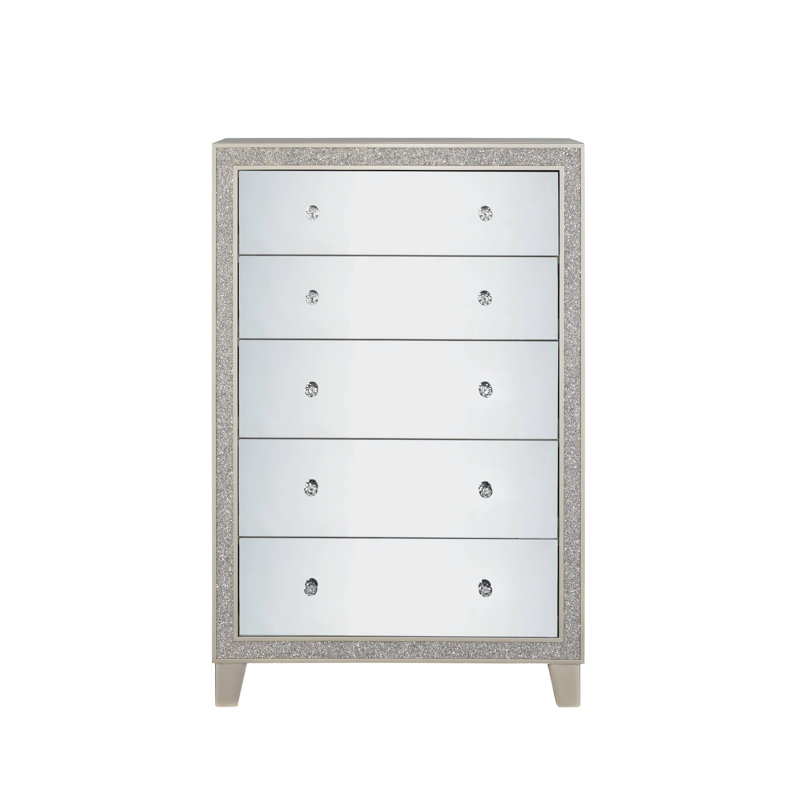 Commode en bois avec tiroir et façade en miroir Payton
