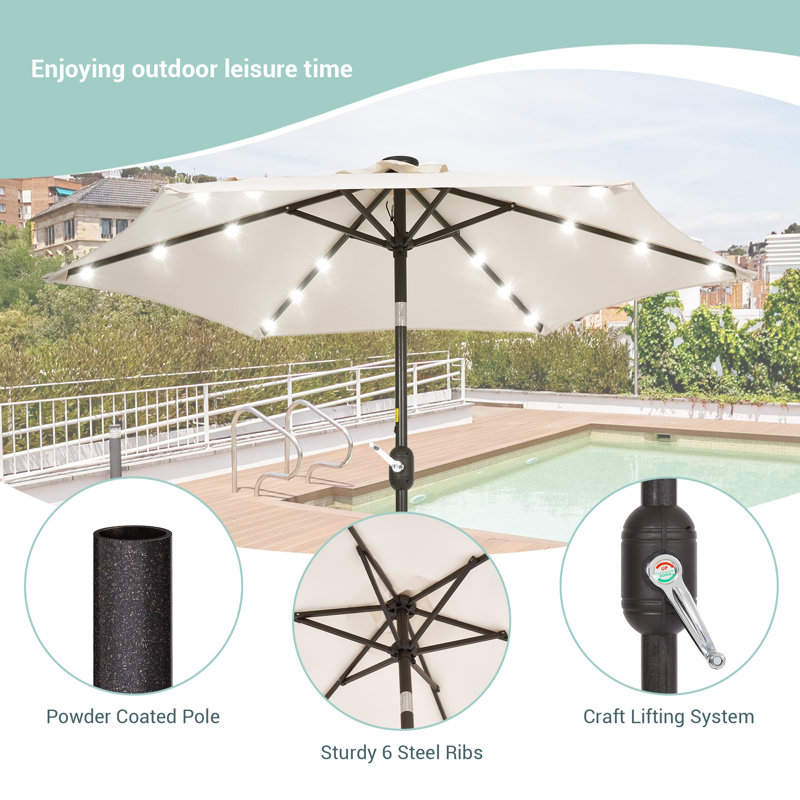 Parasol de marché lumineux 7,5 pi Asylbek, Beige