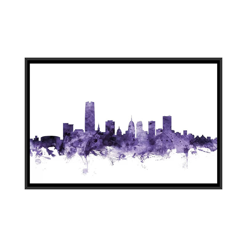 «Oklahoma City Skyline» par Michael Tompsett, reproduction d'art sur toile tendue, H 40 po x l 60 po x P 1,5 po, Pas de tapis