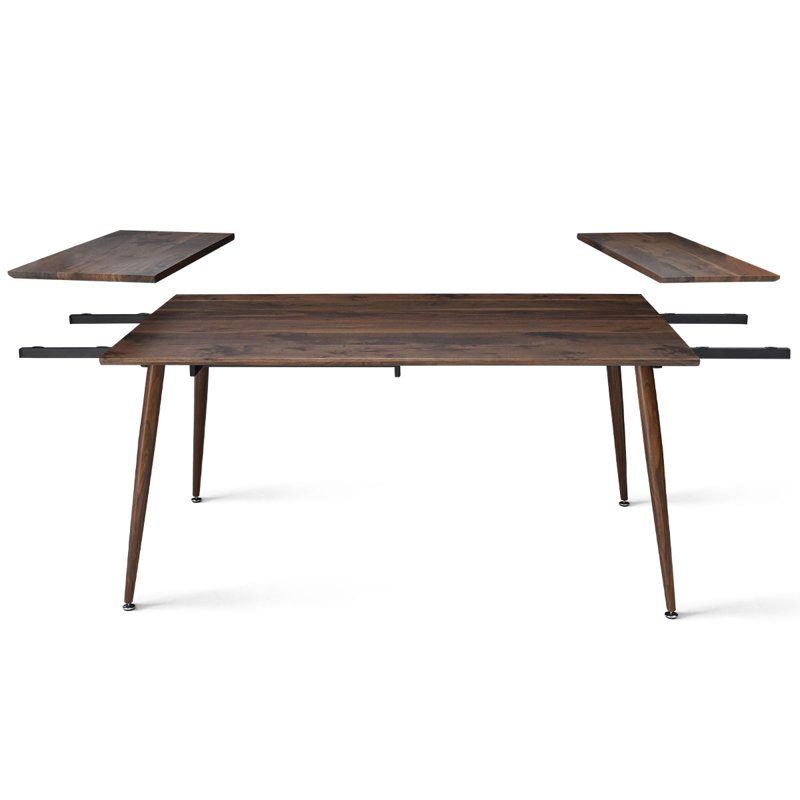 9-Piece Mid-Century Rectangular Extendable Dining Sets, Black