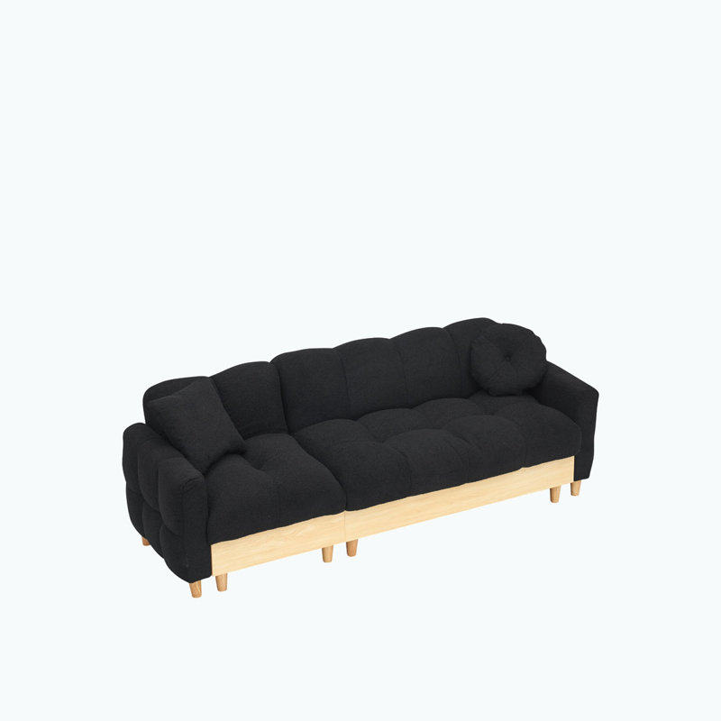 Canapé-lit à 3 places avec technologie Locker, Ours en peluche noir, H 32,5 po x l 84,65 po x P 41,73 po, 3