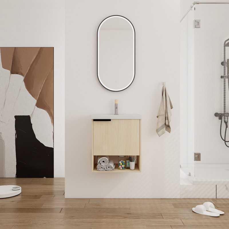 Marcena 20.24 " W Free Standing Wall Mounted 1 Single Vanity Bathroom Vanity With Ceramic Top