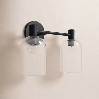 Redmond 2 Light Glass Steel Dimmable Armed Sconce