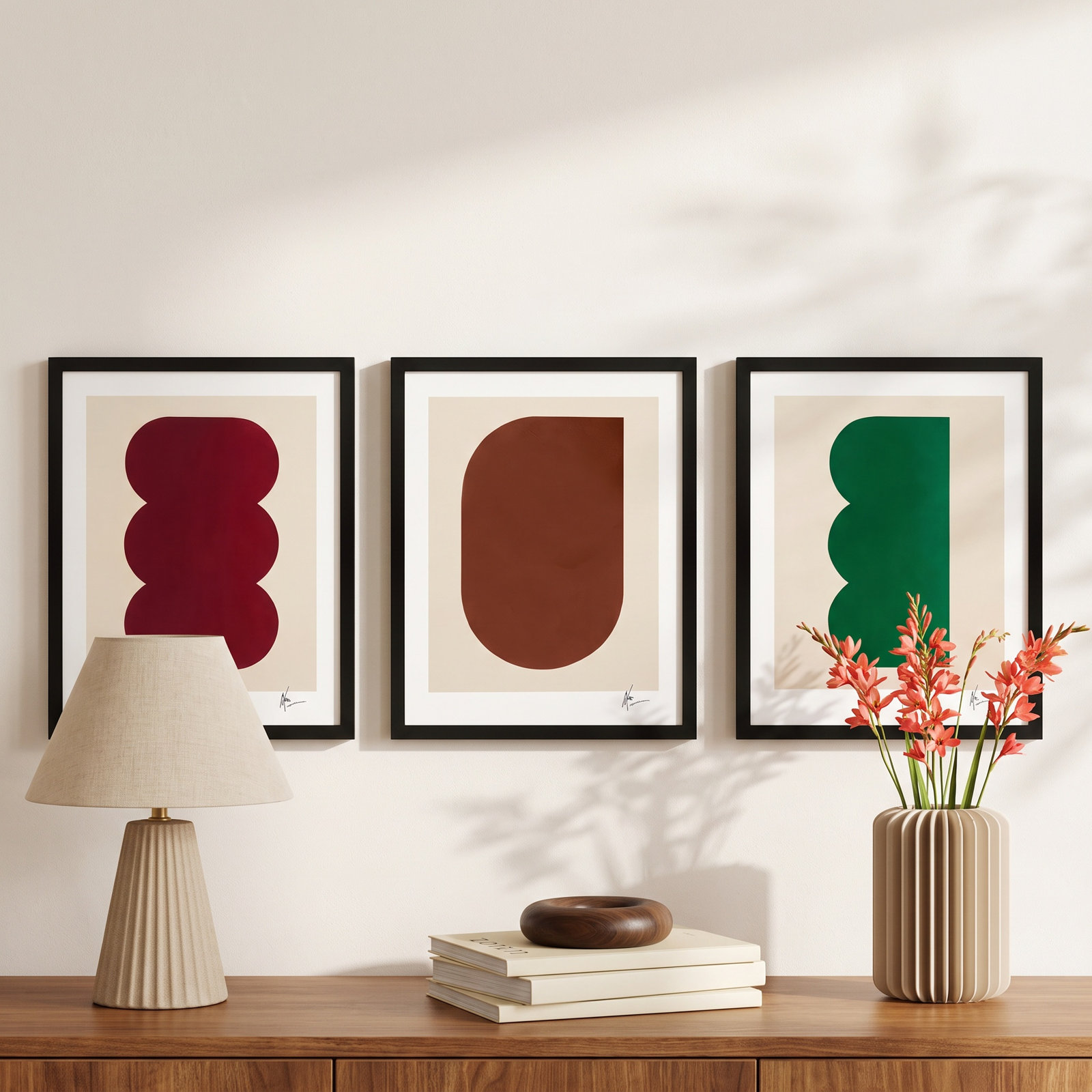 Keyhole "Keyhole" 3-Piece Painting Set, 20" H x 16" W x 1.25" D, Black Framed