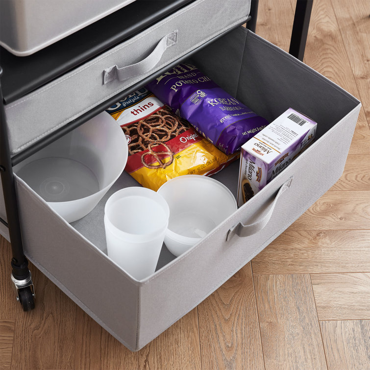 Mdesign Metal Rolling Storage Cart For Mini Fridge With 2 Fabric Drawers :  Target