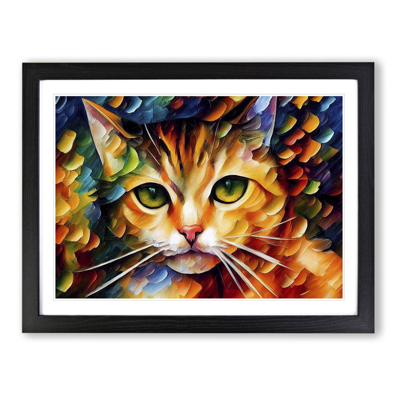 Cat Painting Vol.4 Abstract - Framed Print, 25cm H x 34cm W x 2cm D, Black