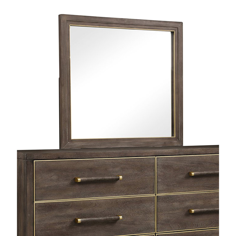 Miroir sans assemblage, 29 po x 2 po x 36 po, finition moderne en noyer massif