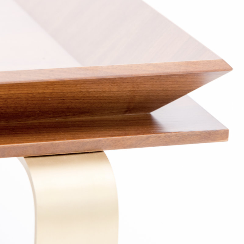Le Solid Wood Coffee Table, Oak, Polished Brass
