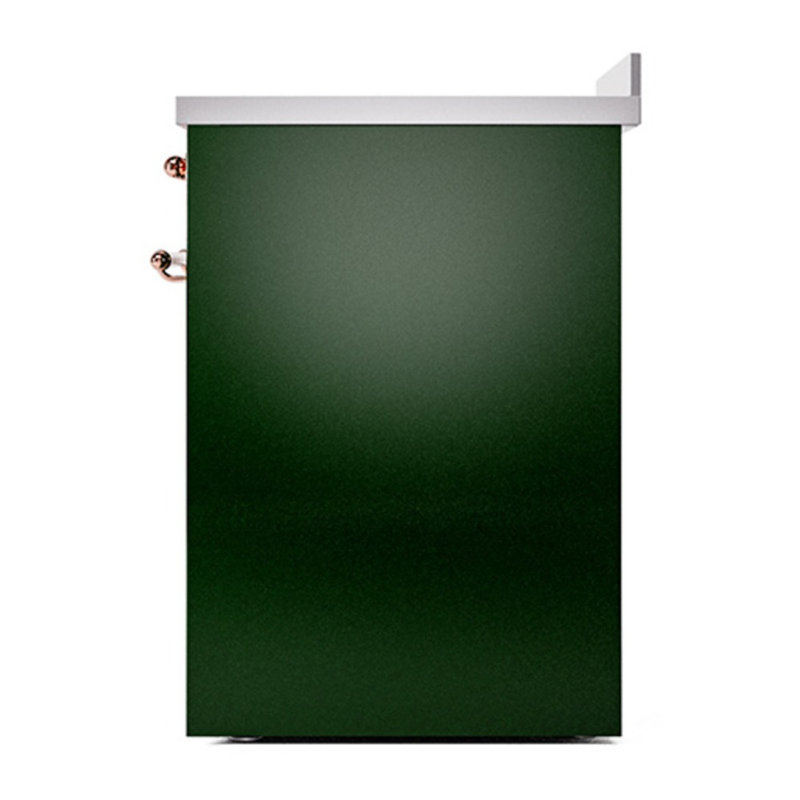 Cuisinière à induction 30 pouces avec 4 éléments à induction (porte pleine) ILVE Nostalgie II Series, Vert émeraude / cuivre