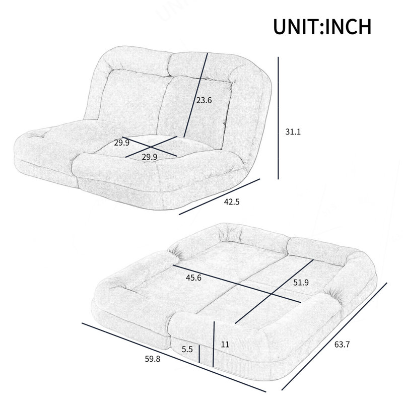 Canapé-lit convertible simple escamotable, la partie droite du produit complet., Tissu blanc