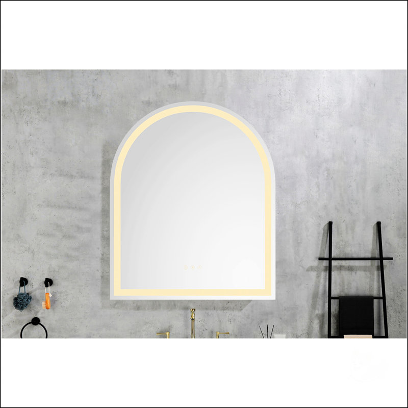 Miroir mural de salle de bain à DEL avec luminosité élevée, antibuée, gradateur et plusieurs options d'éclairage