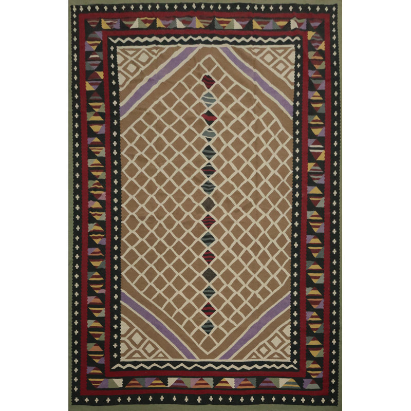 Tapis kilim à motif géométrique tribal 12 x 15