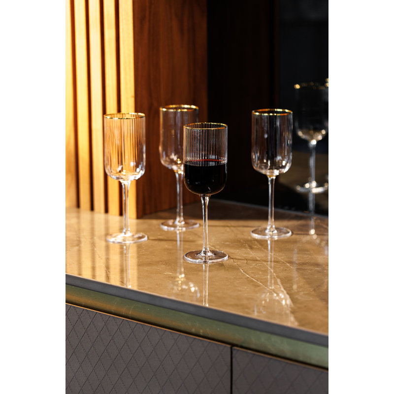 Mikasa Sorrento Ridged Crystal Red Wine Glasses, 450ml