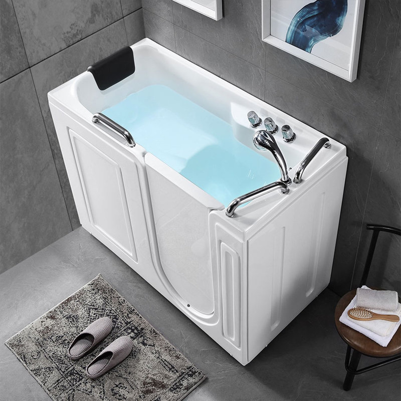 Flotila 26.5'' W 42.7'' H Frameless D Shaped Tub Enclosure, Right