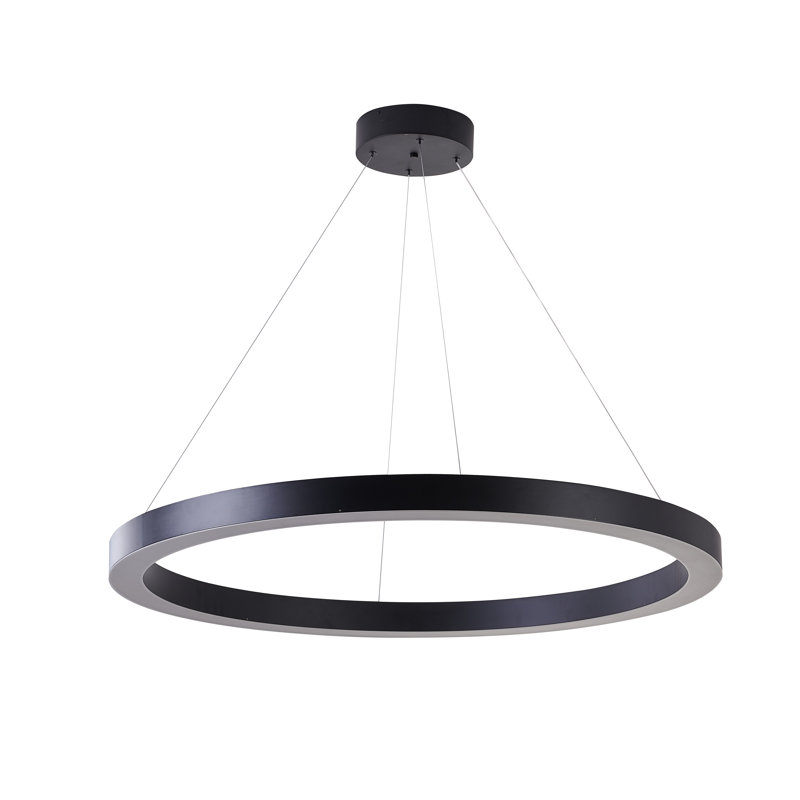 Lustre halo 1 lumière DEL noir mat, Noir