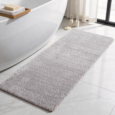 Bathroom Runner Rug, Ultra Soft Long Bath Mat Machine Washable Super Absorbent Quick Dry Bathroom Runner Rugs 24 x 60 Non Slip, Light Grey 24" x 60"