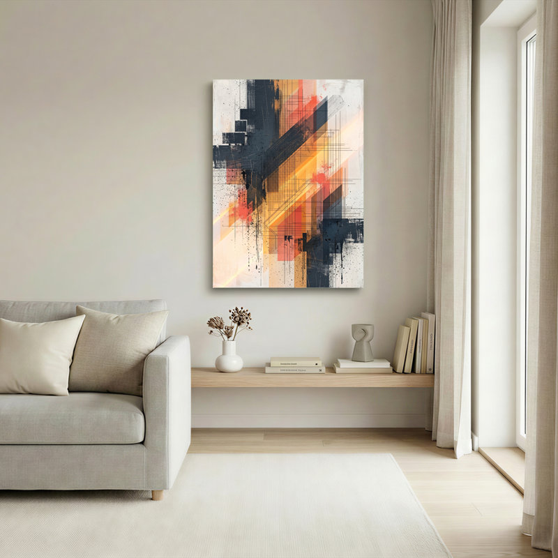 Ensemble d'une toile murale géométrique abstraite, 36"H x 24"W, Wrapped Canvas