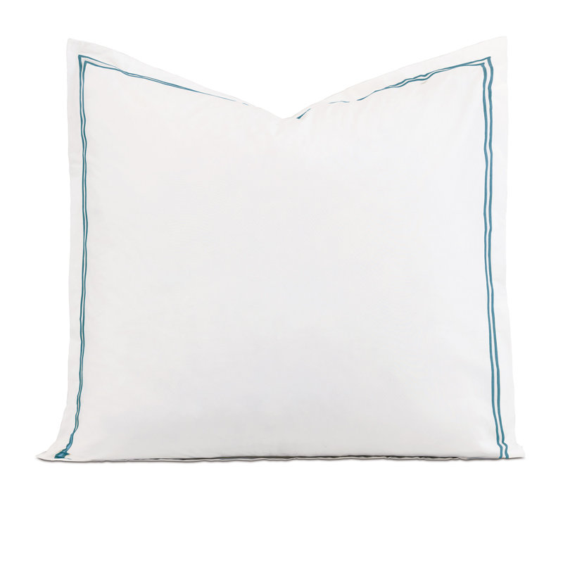 Enzo 100% Cotton Pillow Sham, Euro, White/Ocean
