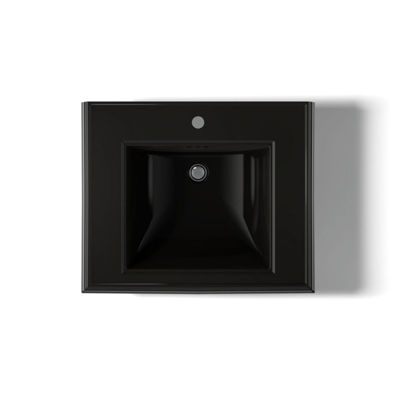Memoirs® Rectangular Pedestal Bathroom Sink with Overflow, Black Black™, Single Hole Faucet
