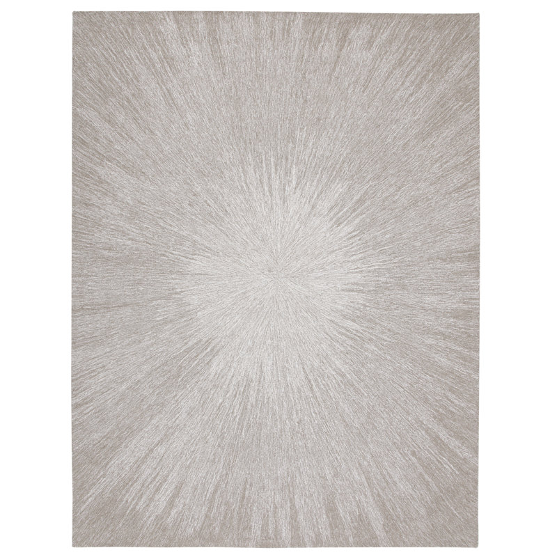 Faustus Abstract Handmade Tufted Wool Taupe Area Rug, Rectangle 8' x 10'