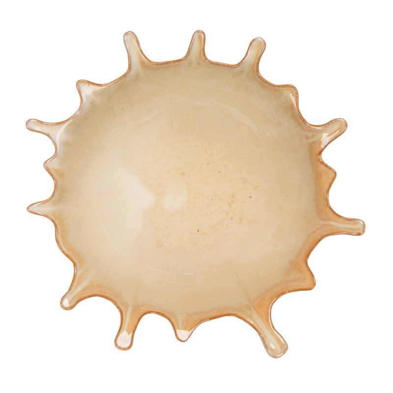 Stoneware Sunburst Artisan Bowl with Reactive Glaze