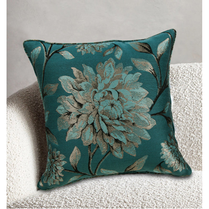 Christoval Floral Square Cushion, Teal