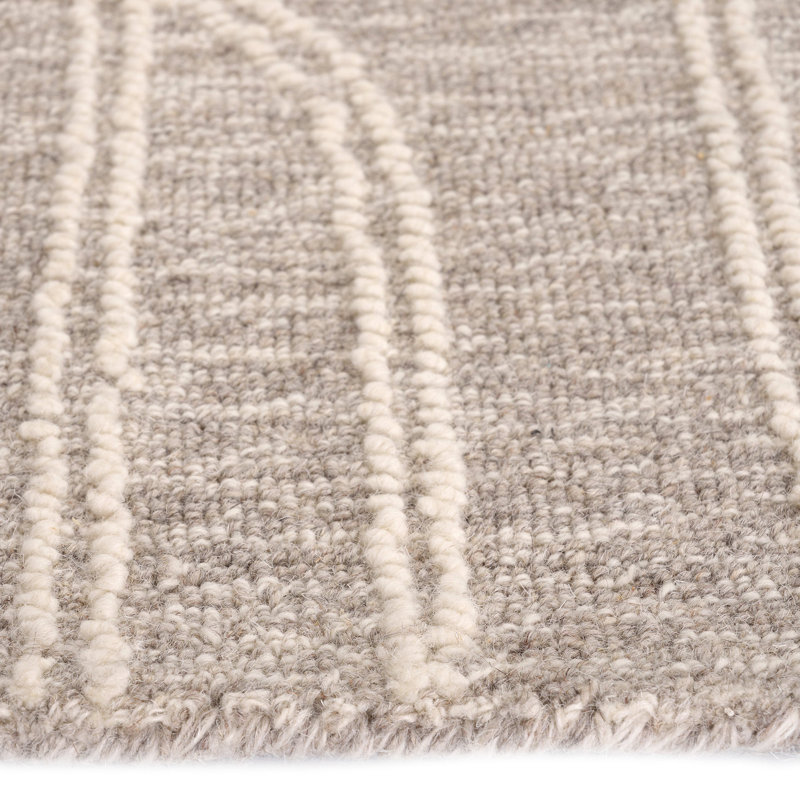 Jaterion Performance Hand Tufted Wool Geometric Indoor Rug, Rectangle 5' x 8'