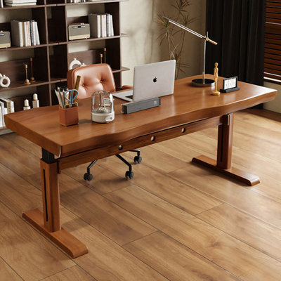 Bureau rectangulaire en bois massif noyer