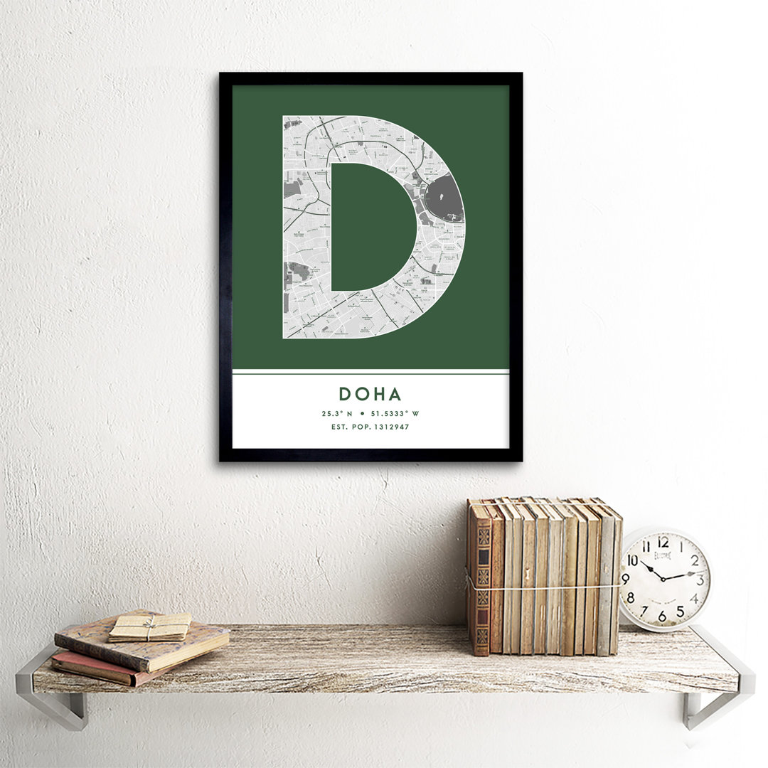 Doha City Map Doha Qatar City Map - Single Picture Frame Typography