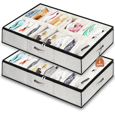 2-pack Under Bed Shoe Organizer Light Grey