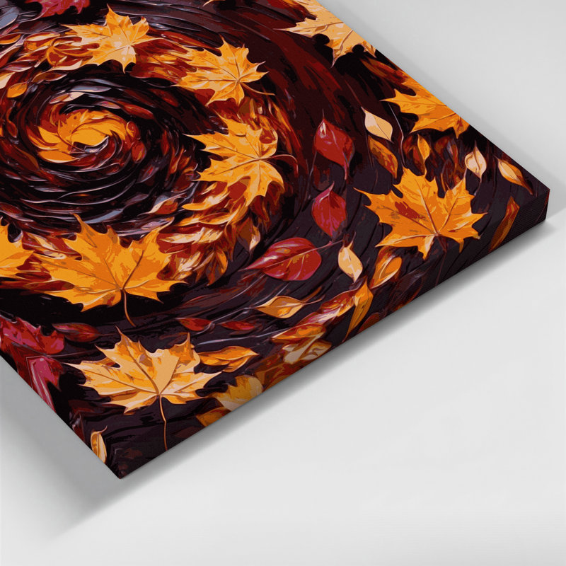 Thanksgiving Autumn leaves and foliage Brown Canvas Wall Art, 11" H x 14" W