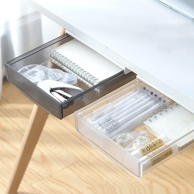 Desk Oasis 2 Pack Under Desk Storage, Plastic Desk Accessories, Slide Out  Desk Drawer Attachment - Plastic Desk Accessories, Under Desk Drawer  |Hidden