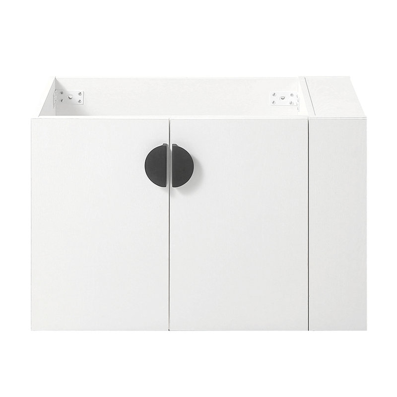 Base de meuble-lavabo avec lavabo, armoire de rangement avec portes, bois d'ingénierie, Blanc