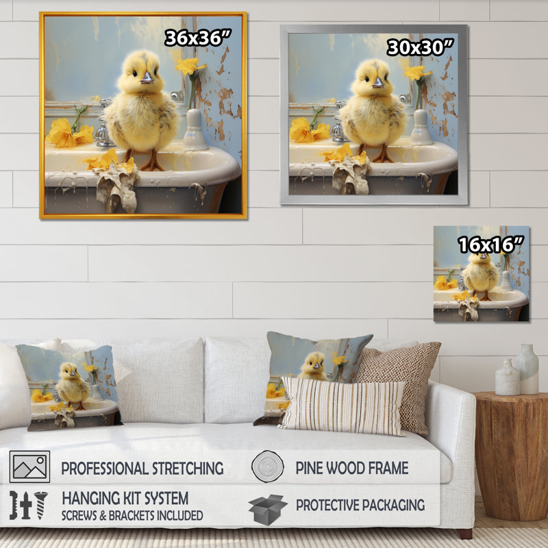 «Yellow Duck Bathroom Dip IV», souris, art mural, H 36 po x l 36 po x P 1,5 po