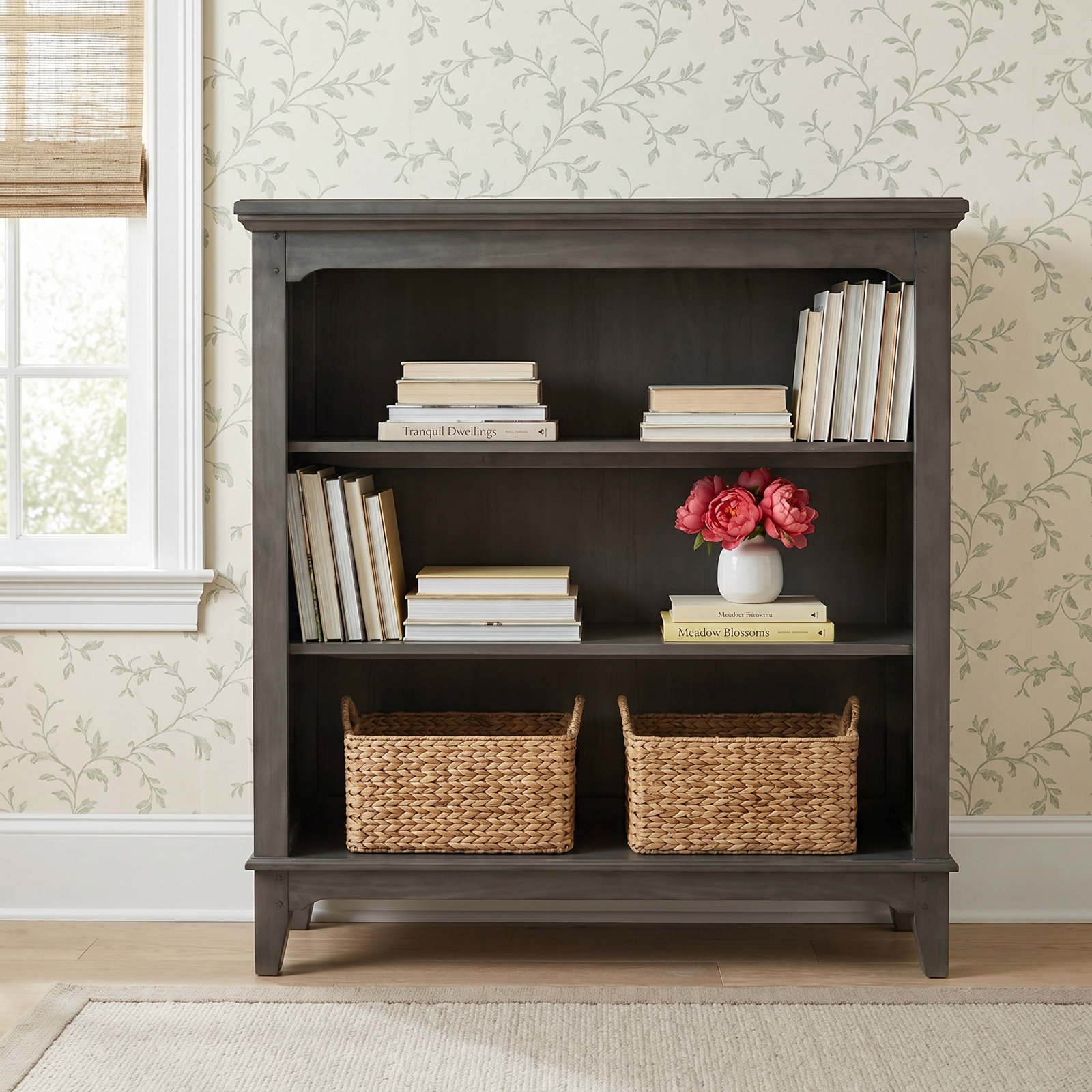 Mabank Wide Bookcase, Dusk Gray