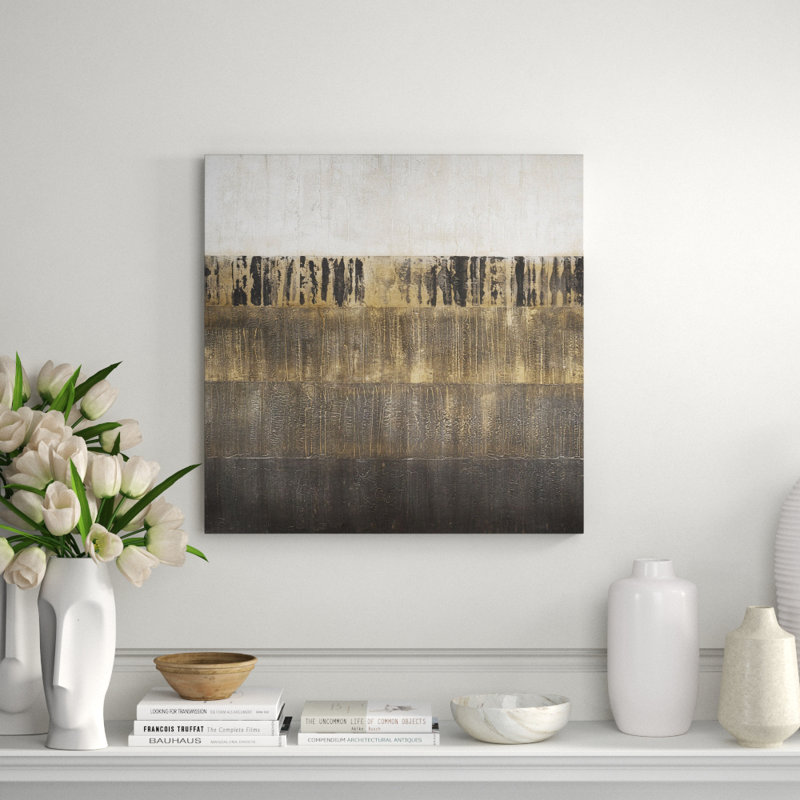 Metallic Shift 1 Painting Canvas, 30" H x 30" W x 2.25" D, Silver Frame Canvas