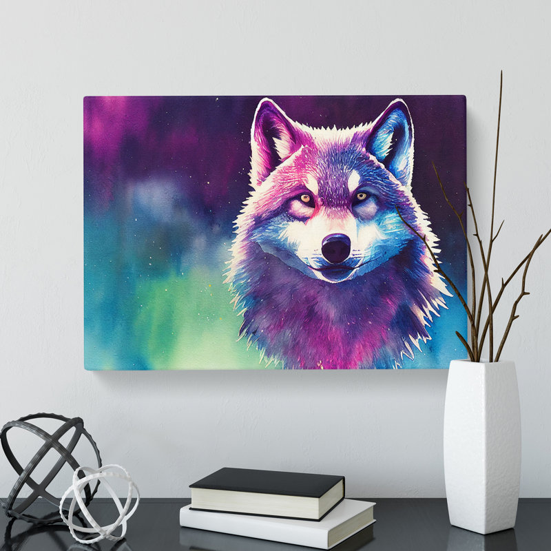 Watercolour Wolf Vol.1 Abstract - Wrapped Canvas, 35cm H x 50cm W x 3cm D