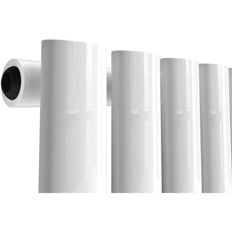 iBathUK Princia Horizontal Single Oval Panel Radiator Angled Valve, White, 600cm H x 1020cm W x 55cm D
