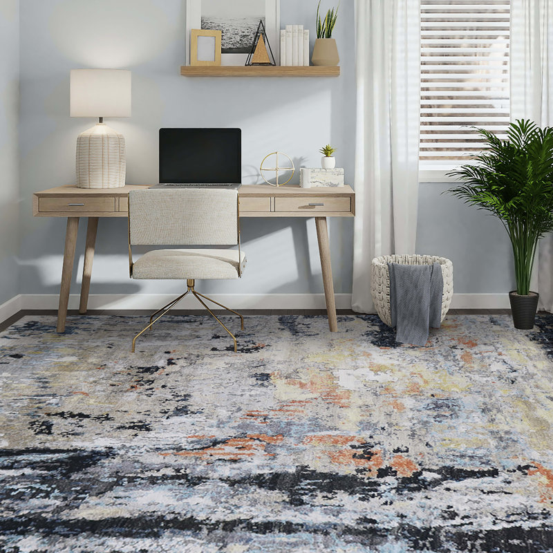 Hand Knotted Abstract Area Rug, Rectangle 6' x 8'