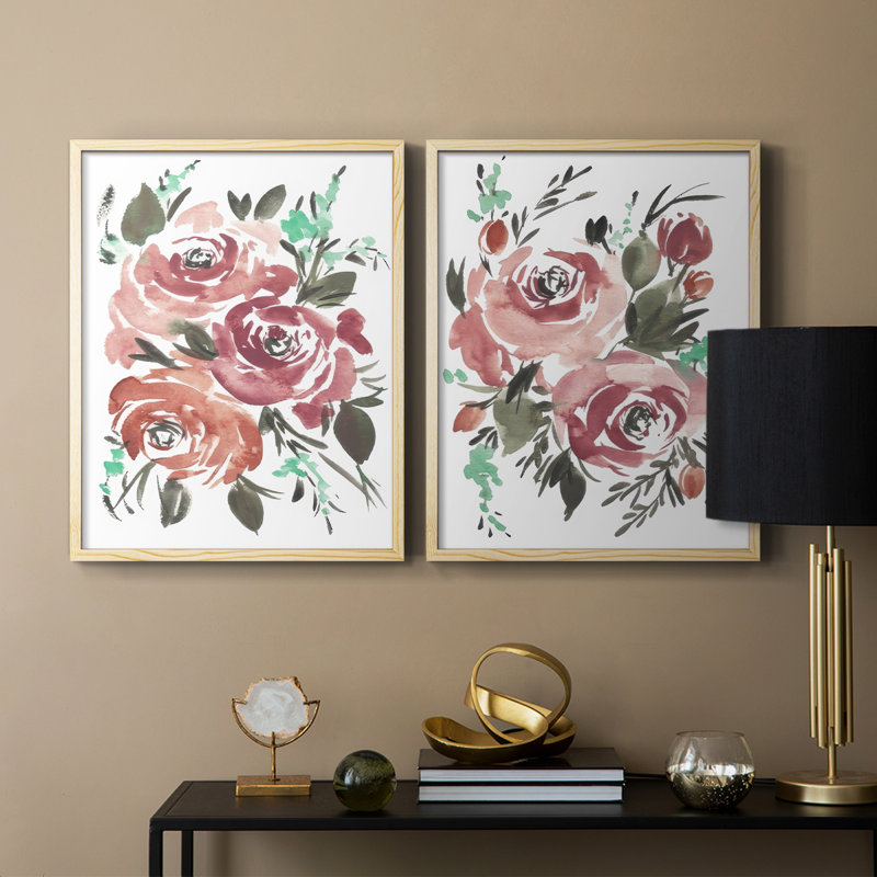 «Lovely Roses I», reproduction encadrée de qualité supérieure - prête à être accrochée - aucun clou requis - aucun clou requis