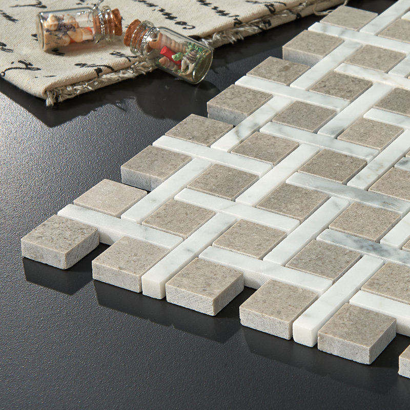 Apartment  Mosaic Pattern Wall & Floor Tile, Miami- Carrara White and Grey