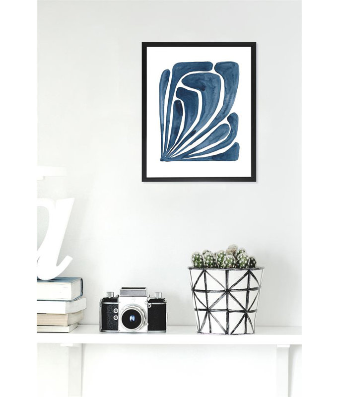 Blue Leaf II - Single Picture Frame Print, 63.4 cm H x 52.4 cm W